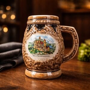 Mini Ceramic Beer Stein Souvenir featuring Schloß Neuschwanstein Castle